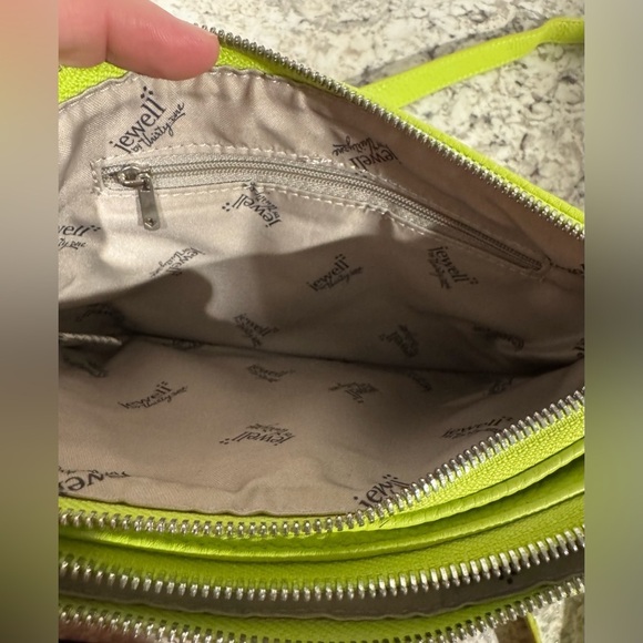 THIRTY-ONE Jewell Street Style Purse Lime Green Citrus Pebble Crossbody Clutch - Picture 10 of 11